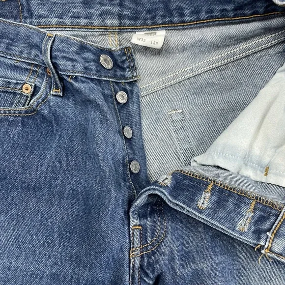 Vintage Levis 501 Jeans Mens 32x33 Blue Button Fly Denim Pants (Tag35x36) - Picture 10 of 16